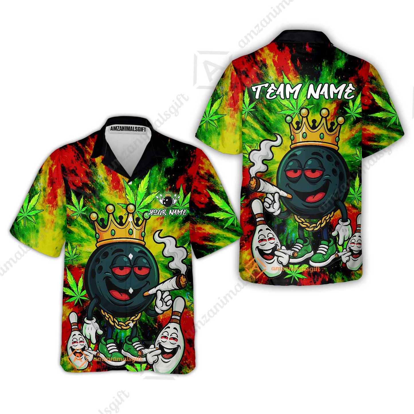 Custom Bowling Team Flat Neck Zip Jersey Shirt, King Smoke Tie-Dye Personalized Team Shirt, Custom Name and Team Name for Bowlers