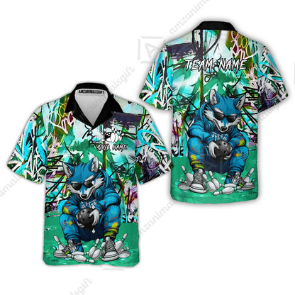Custom Streetwear Wolf Bowling Jersey Polo Shirt, Custom Streetwear Wolf Bowling Jersey Team Shirt For Players With Name & Team Name