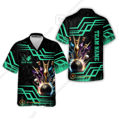 Customized Bowling Unisex Polo, Bowling And Pins Royal Multicolor Option Customized Name And Team Name For Bowling Team