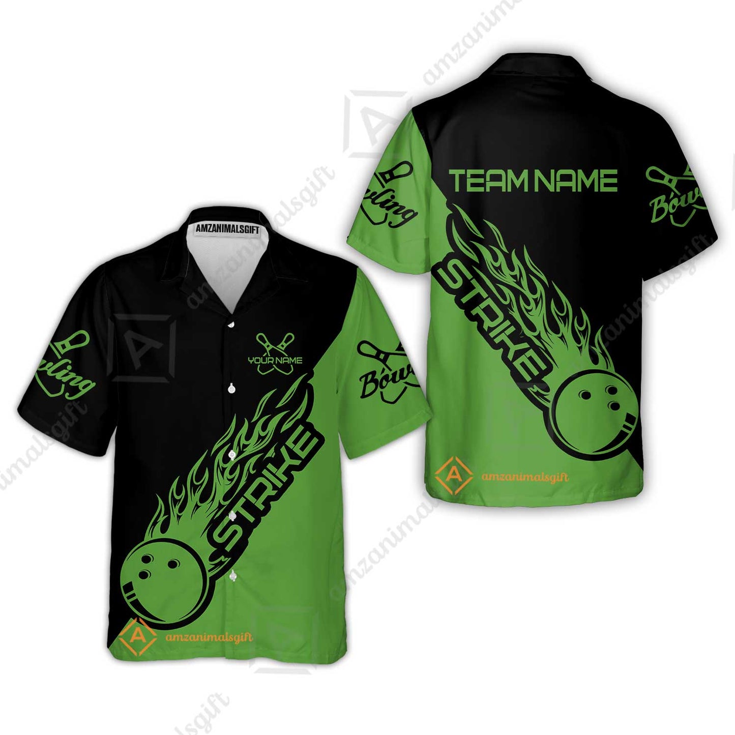 Bowling Customized Jersey Black Green Shirt Strike Ball Bowling Tenpin Quarter Zip Shirt For Bowlers, Bowling Team