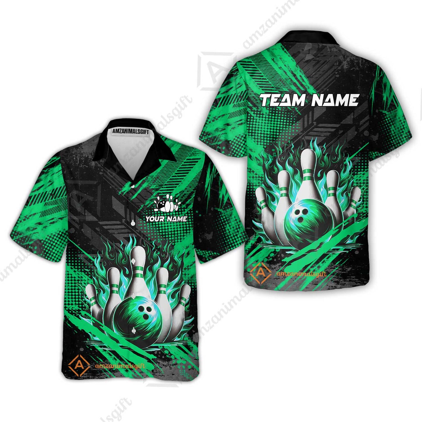 Custom Bowling Team Quarter-Zip Polo Shirt, Personalized Flame Bowling Jersey with Name & Team Name for Men & Women