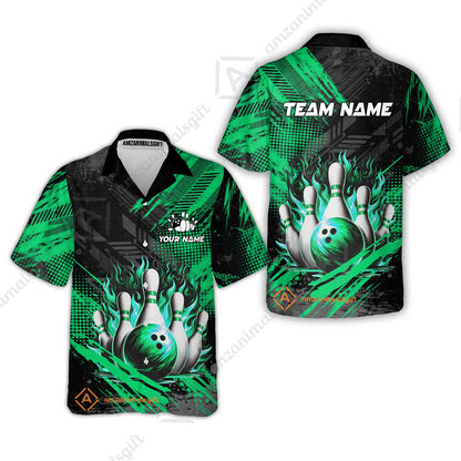 Custom Bowling Team Quarter-Zip Polo Shirt, Personalized Flame Bowling Jersey with Name & Team Name for Men & Women