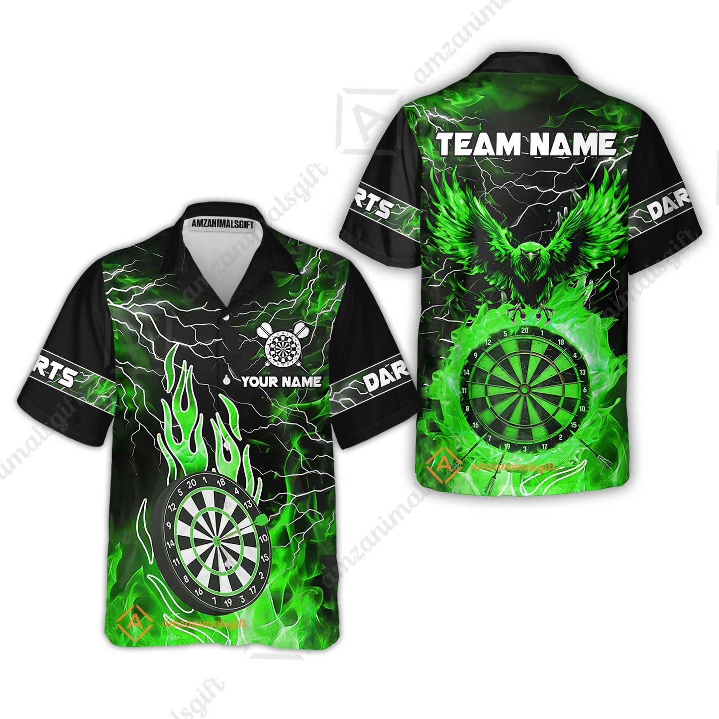 Custom Darts Team Jersey, Dartboard Fire Flame Custom Eagle Darts Jersey Polo Quarter-Zip Shirts, Custom Name And Team Name Darts Uniforms Jersey