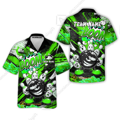 Customized Bowling Unisex Polo Shirt, Boom Bowling Angry Ball Screaming Pins, Personalized Name And Team Name For Bowlers