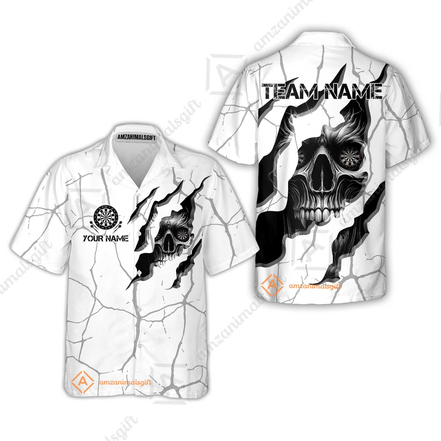 Customized Darts Hawaiian Shirt, Torn-Up Skull Dartboard Eyes Darts Hawaiian Shirt Team Style Jersey for Darts Players