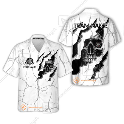Customized Darts Hawaiian Shirt, Torn-Up Skull Dartboard Eyes Darts Hawaiian Shirt Team Style Jersey for Darts Players