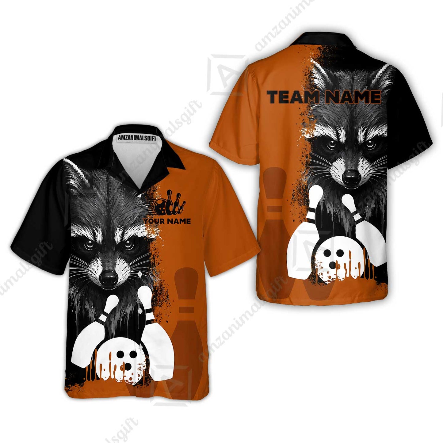 Custom Bowling Jersey Polo Shirt, Raccoon Bowling, Custom Bowling Jersey Team Shirt For Players With Name & Team Name