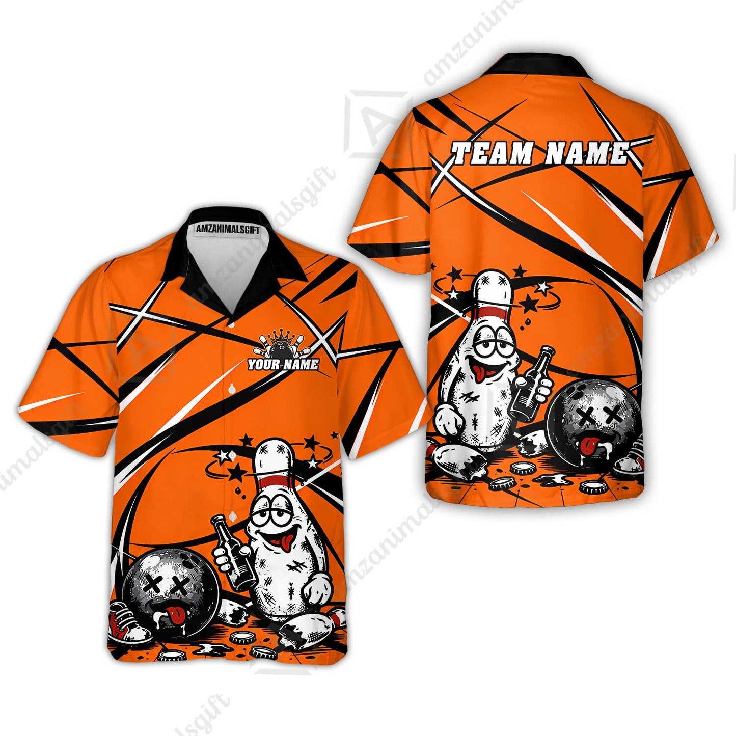 Custom Bowling Jersey Polo Shirt, Drunk Bowling Pin And Ball, Custom Bowling Jersey Team Shirt For Players With Name & Team Name