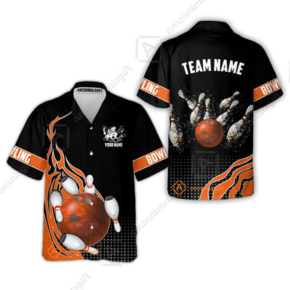 Customized Bowling Unisex Polo Shirt, Bowling And Breaking Pins Multicolor Option Customized Name And Team Name Polo Jerseys Shirts