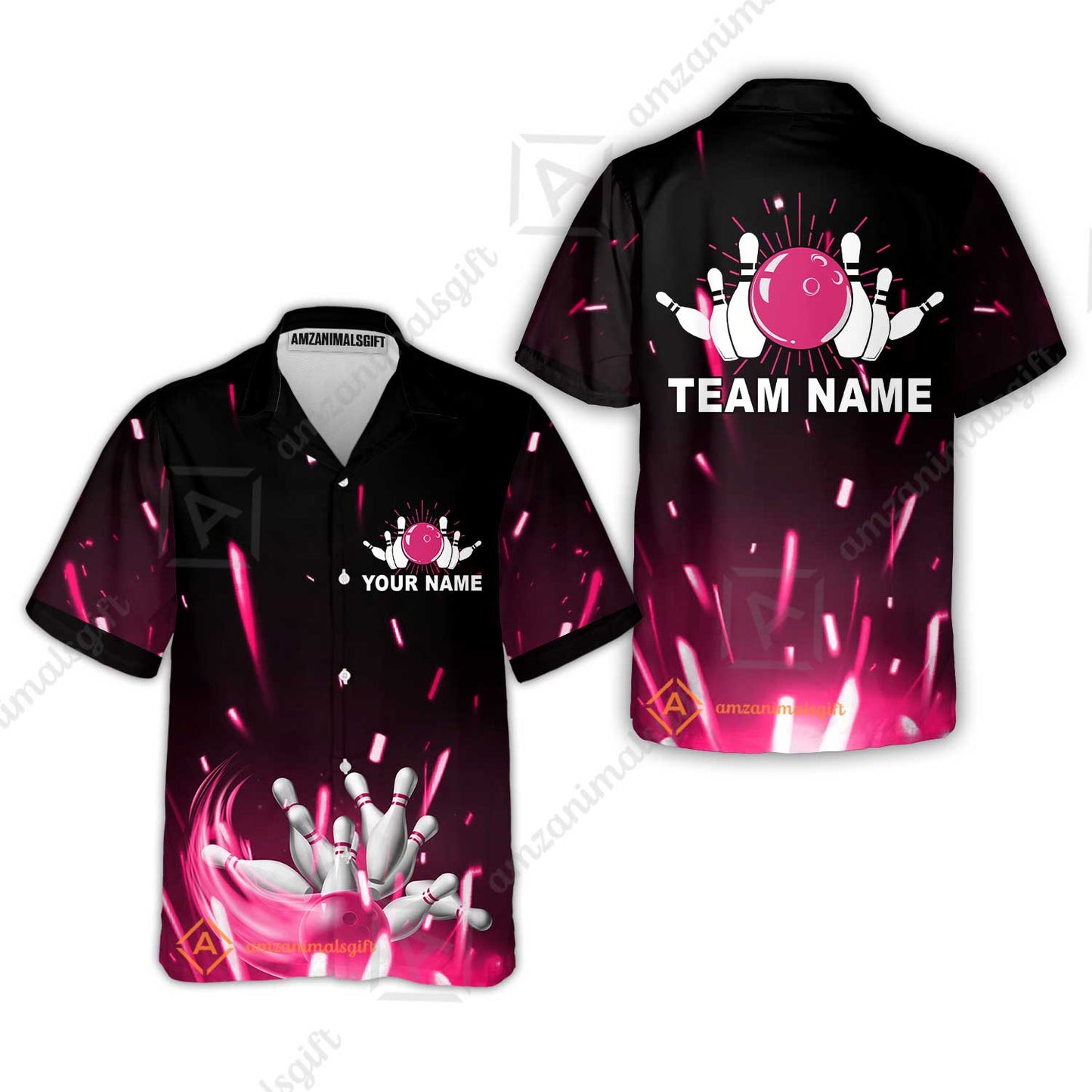 Custom Bowling Team Jerseys Polo Shirts, Bowling uniforms Flame Bowling Ball And Pins Short Sleeve Polo For Men Women Bowlers