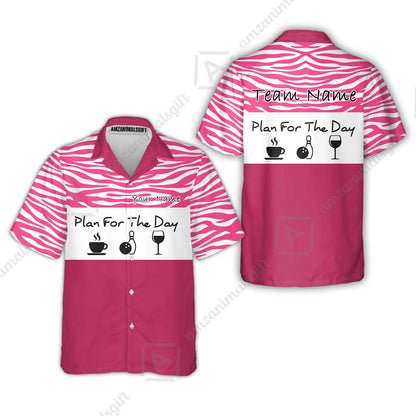 Custom Bowling Jersey Polo Shirt, Pink Zebra Pattern Bowling, Custom Bowling Jersey Team Shirt For Players With Name & Team Name