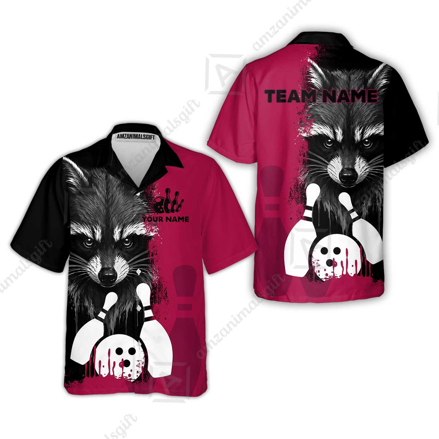 Custom Bowling Jersey Polo Shirt, Raccoon Bowling, Custom Bowling Jersey Team Shirt For Players With Name & Team Name
