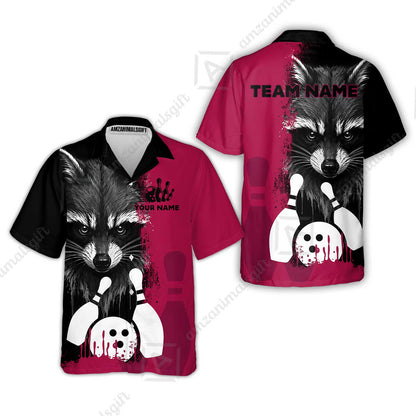 Custom Bowling Jersey Polo Shirt, Raccoon Bowling, Custom Bowling Jersey Team Shirt For Players With Name & Team Name