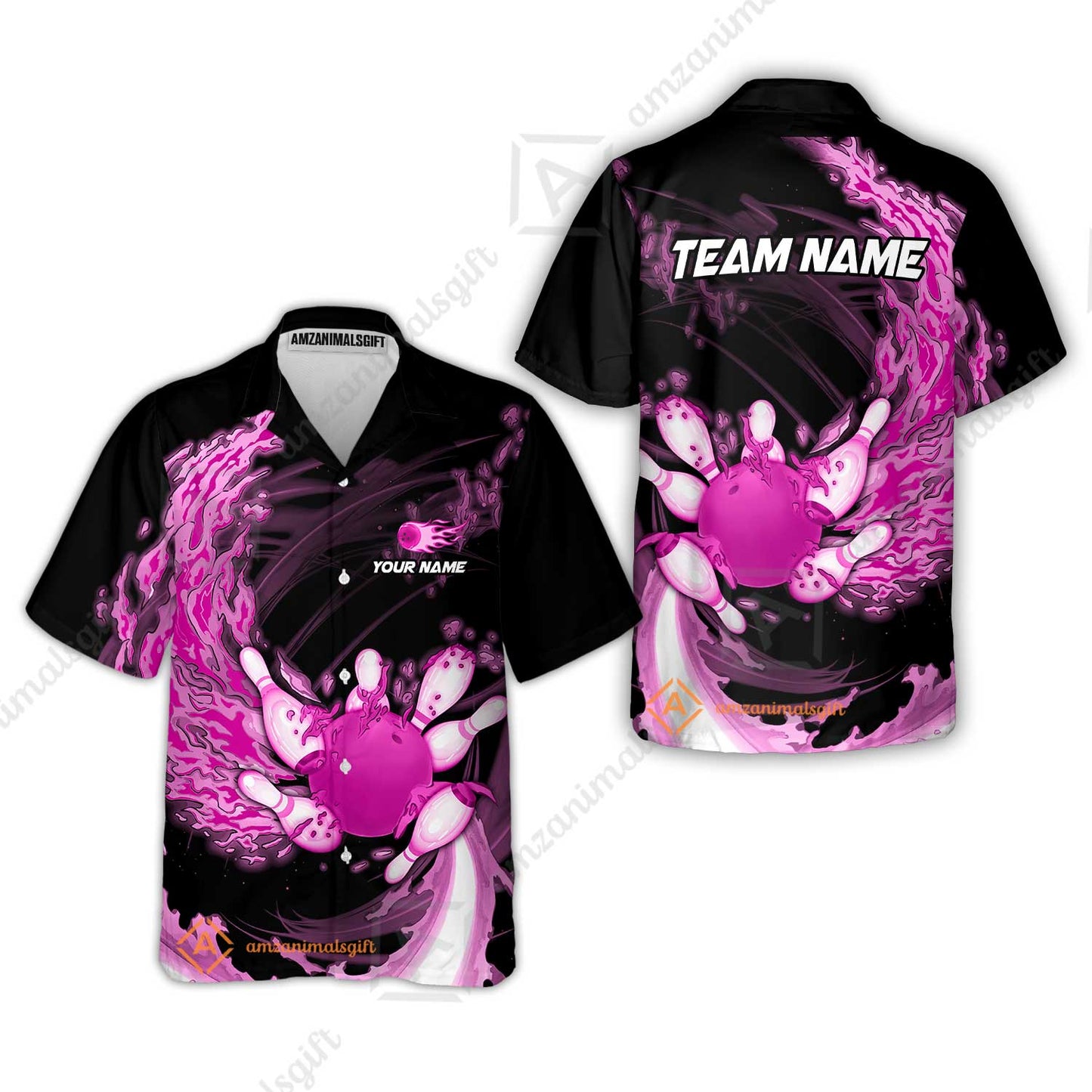 Personalized Bowling Jersey Breath Of Flaming Bowling Ball And Pins Multicolor Option Custom Name And Team Name For Bowlers