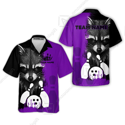 Custom Bowling Jersey Polo Shirt, Raccoon Bowling, Custom Bowling Jersey Team Shirt For Players With Name & Team Name