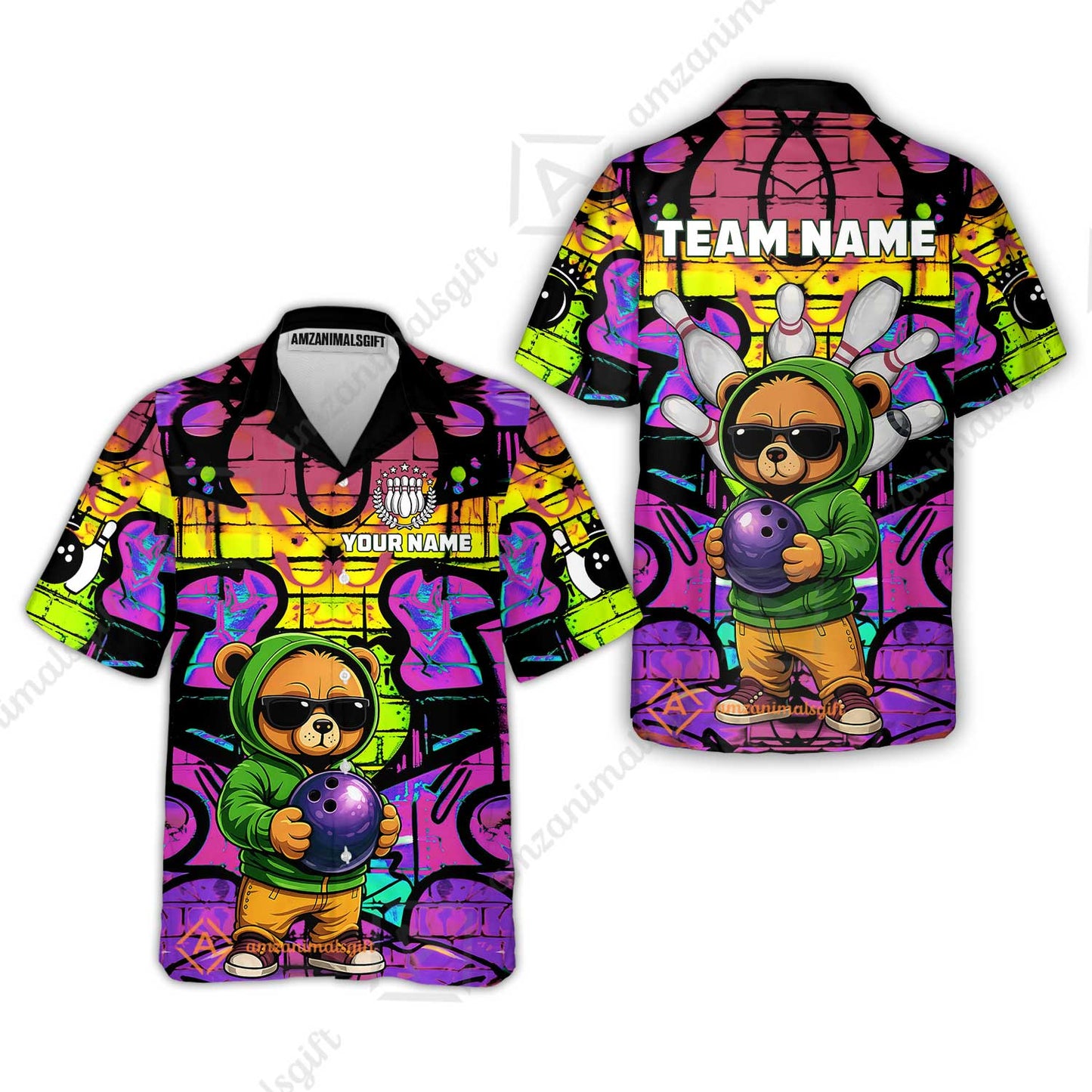 Custom Bowling Jersey Polo Shirt, Urban Street Art Bowling, Custom Bowling Jersey Team Shirt For Players With Name & Team Name