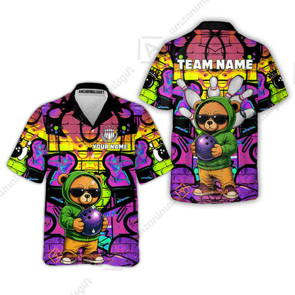 Custom Bowling Jersey Polo Shirt, Urban Street Art Bowling, Custom Bowling Jersey Team Shirt For Players With Name & Team Name