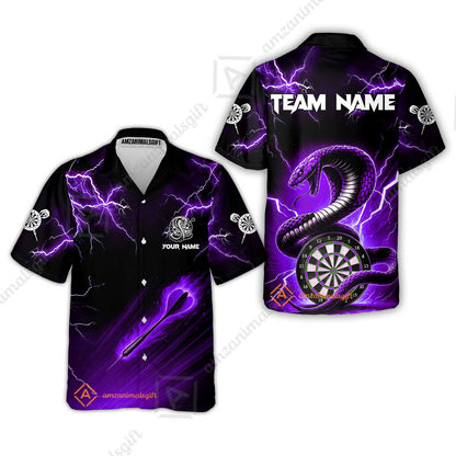 Customized Darts Hawaiian Shirt, Darts Thunder Lightning Cobra Snake Multicolor Hawaiian Shirt For Darts Player