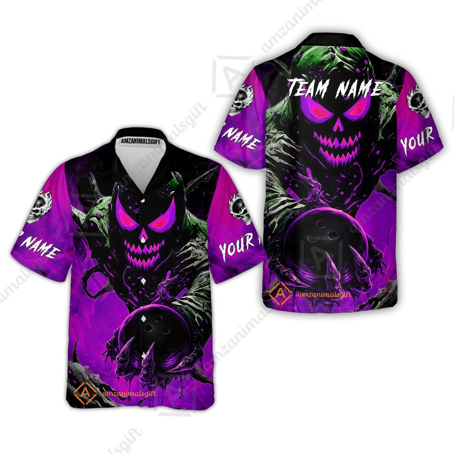 Custom Bowling Team Flat Neck Zip Jersey Shirt, Devil’s Strike Devil’s Strike Power Bowling Edition, Personalized Team Shirt with Custom Name