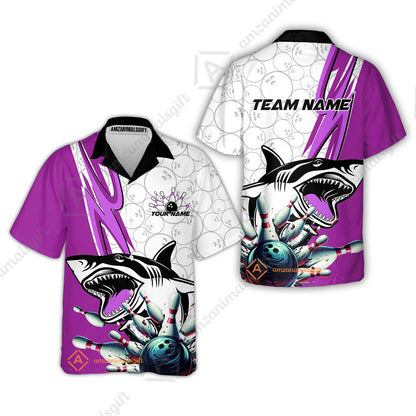 Custom Shark Bowling Team Jersey,  Shark Bowling Jersey Multicolor Polo Quarter-Zip Shirts, Bowling Uniforms Jerseys, Custom Name And Team Name