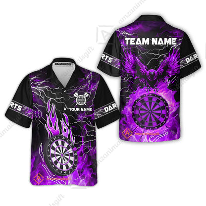 Custom Darts Team Jersey, Dartboard Fire Flame Custom Eagle Darts Jersey Polo Quarter-Zip Shirts, Custom Name And Team Name Darts Uniforms Jersey