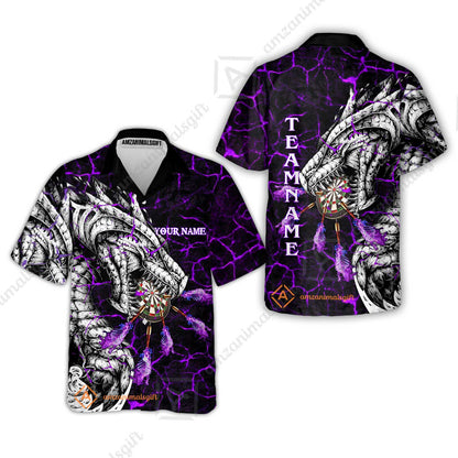 Customized Darts Team Hawaiian Shirt, Darts And Dragon With Magma Personalized Hawaiian Shirt For Darts Players
