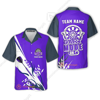 Custom Darts Mode On Multi-Color Team Jersey Polo Quarter-Zip Shirts, Customized Name Team Name Darts Team Jerseys Uniform