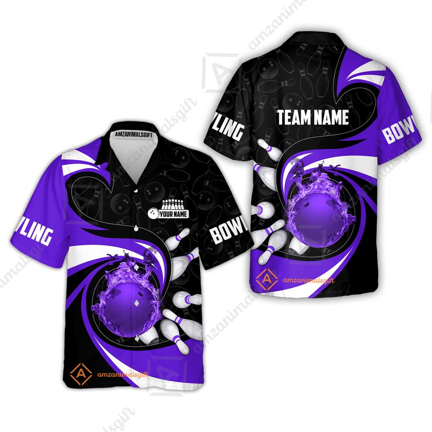 Customized Bowling Jersey Shirt, Bowling Ball And Pins Vortex Pattern Multicolor Customized Name And Team Name For Bowling Team