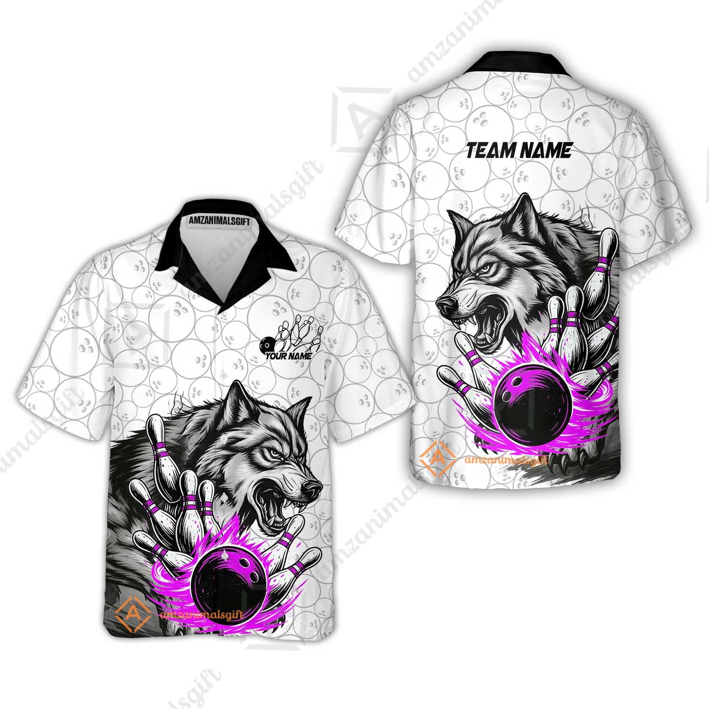 Custom Bowling Team Jersey, Wolf Strike Bowling Jersey Multicolor Polo Quarter-Zip Shirts, Custom Bowling Uniforms Jerseys