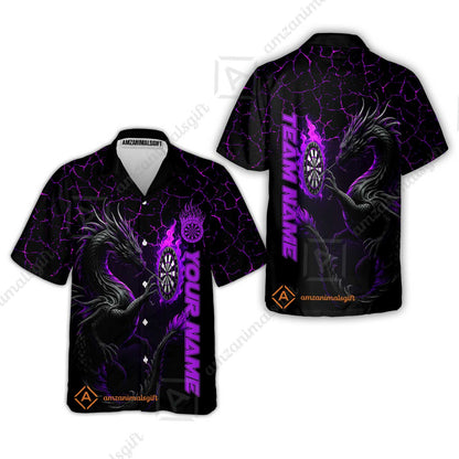 Customized Darts Hawaiian Shirt, Big Dragon Dartboard Flame Darts Hawaiian Shirt Team Style Jersey for Darts Players