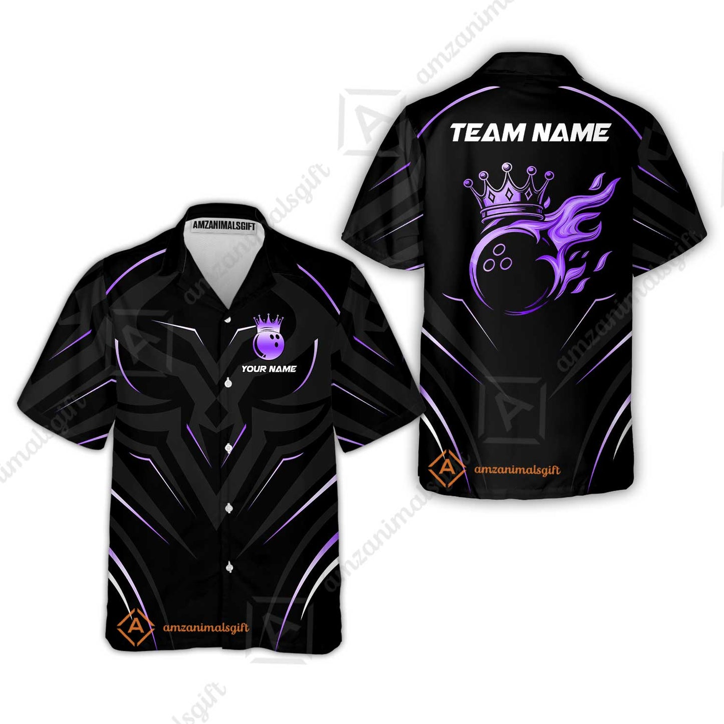 Customized Bowling Hawaiian Shirt, Custom Crown Bowling Uniform Hawaiian Jersey, Multicolor Team Style Jersey for Bowlers