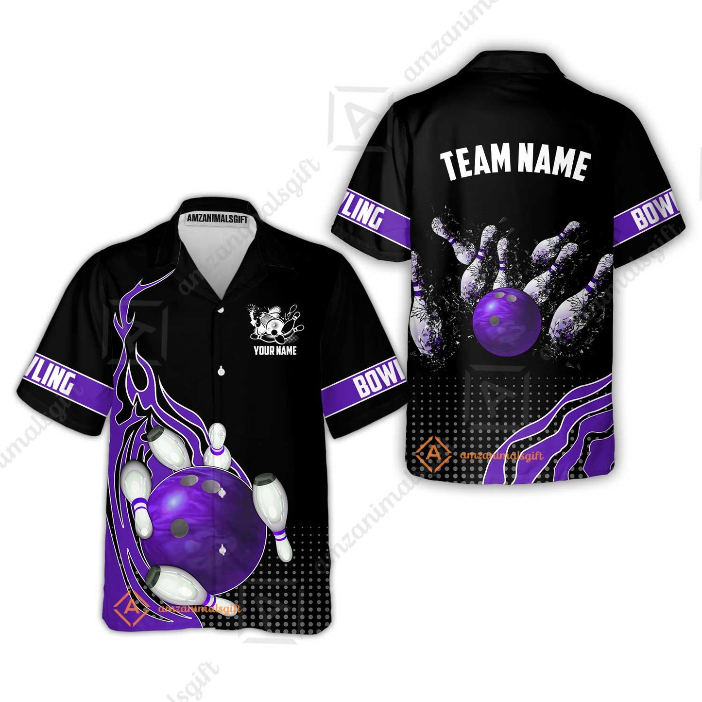 Customized Bowling Unisex Polo Shirt, Bowling And Breaking Pins Multicolor Option Customized Name And Team Name Polo Jerseys Shirts