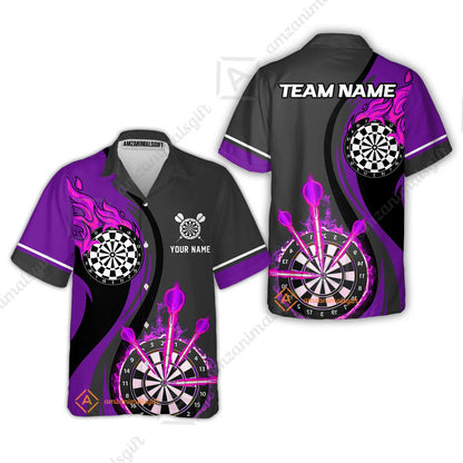Custom Tailored Fire Flames Darts Team Jersey Polo Quarter-Zip Shirts, Customized Name Team Name Darts Team Jerseys Uniform