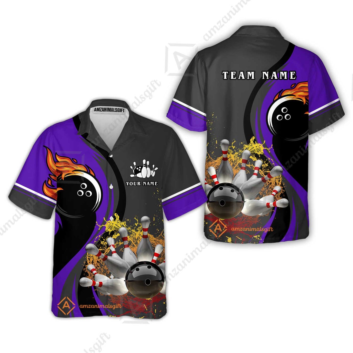 Customized Bowling Unisex Polo Shirt, Bowling And Pins Water Flow Multicolor Option Customized Name And Team Name For Bowling Team Polo Jerseys Shirts