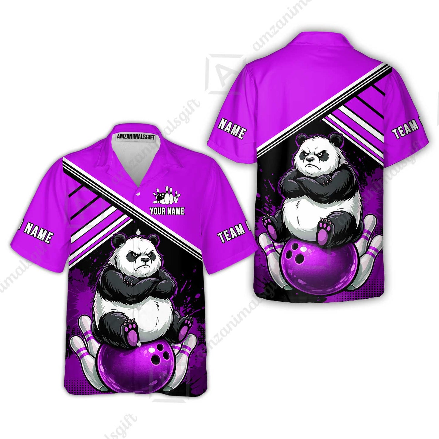 Custom Bowling Jersey Polo Shirt, Panda Mascot Bowling Custom Bowling Jersey Team Shirt For Players With Name & Team Name