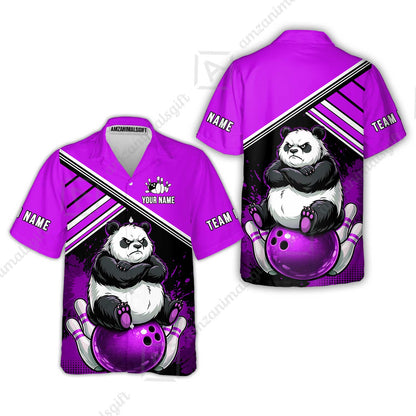 Custom Bowling Jersey Polo Shirt, Panda Mascot Bowling Custom Bowling Jersey Team Shirt For Players With Name & Team Name