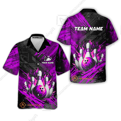 Custom Bowling Team Quarter-Zip Polo Shirt, Personalized Flame Bowling Jersey with Name & Team Name for Men & Women