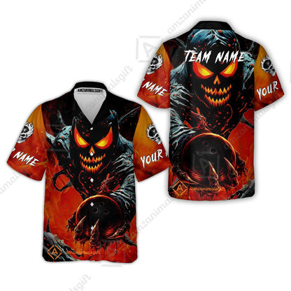 Custom Bowling Team Flat Neck Zip Jersey Shirt, Devil’s Strike Devil’s Strike Power Bowling Edition, Personalized Team Shirt with Custom Name