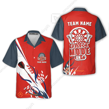 Custom Darts Mode On Multi-Color Team Jersey Polo Quarter-Zip Shirts, Customized Name Team Name Darts Team Jerseys Uniform