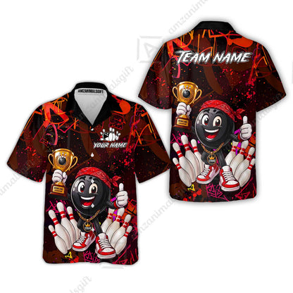 Custom Bowling Jersey Polo Shirt, Graffiti Champion, Custom Bowling Jersey Team Shirt For Players With Name & Team Name