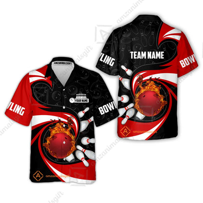 Customized Bowling Jersey Shirt, Bowling Ball And Pins Vortex Pattern Multicolor Customized Name And Team Name For Bowling Team