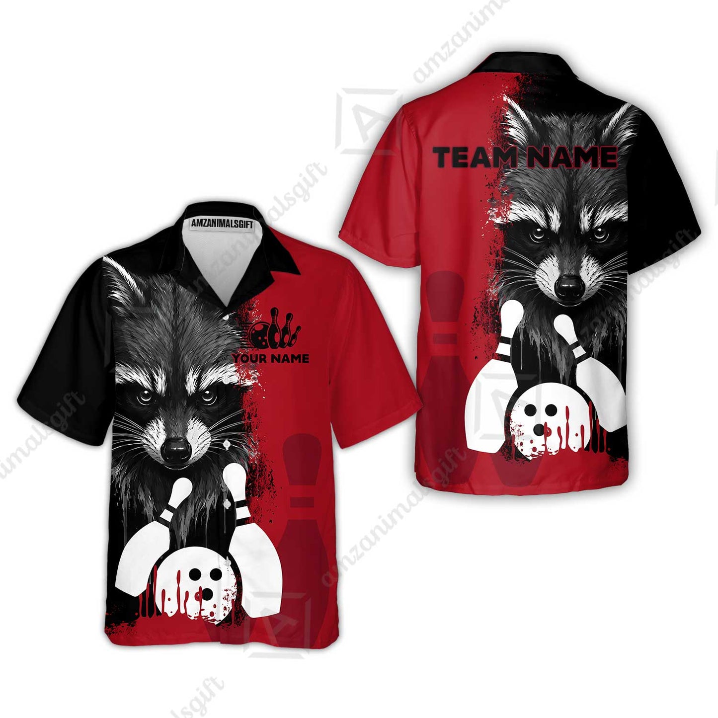 Custom Bowling Jersey Polo Shirt, Raccoon Bowling, Custom Bowling Jersey Team Shirt For Players With Name & Team Name