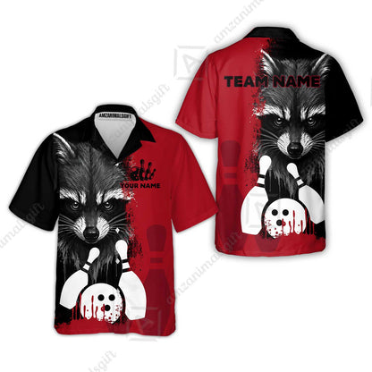 Custom Bowling Jersey Polo Shirt, Raccoon Bowling, Custom Bowling Jersey Team Shirt For Players With Name & Team Name