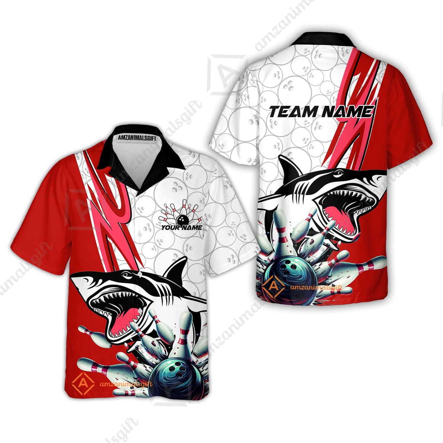 Custom Shark Bowling Team Jersey,  Shark Bowling Jersey Multicolor Polo Quarter-Zip Shirts, Bowling Uniforms Jerseys, Custom Name And Team Name