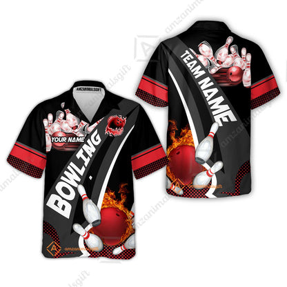 Customized Bowling Polo, Bowling And Pins Plame Premium Multicolor Option Personalized Name And Team Zipper Polo Jerseys Shirts