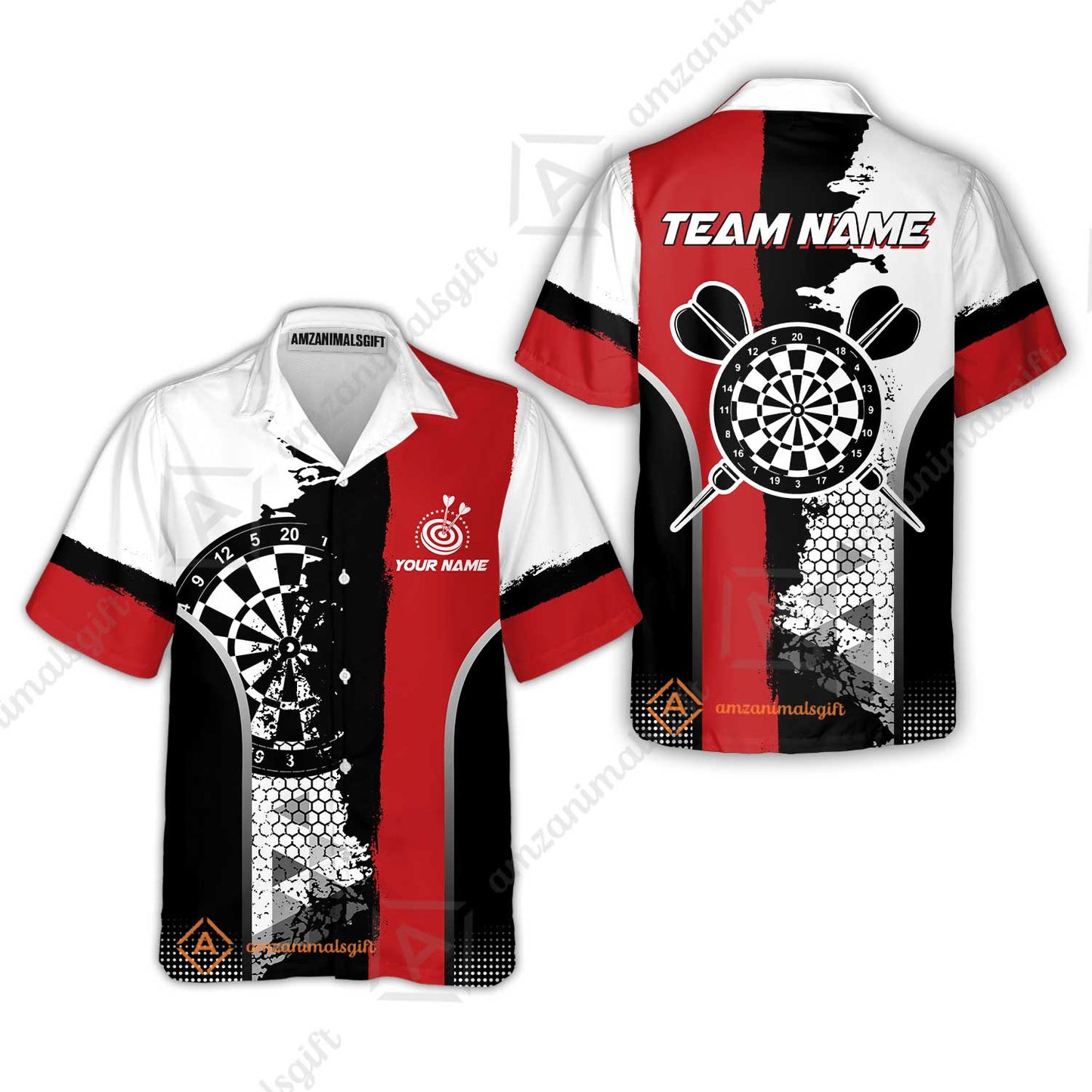 Custom Grunge Style Darts Team Jersey Polo Quarter-Zip Shirts, Custom Darts Team Jerseys Uniform, Personalized Name And Team Name