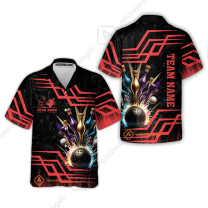 Customized Bowling Unisex Polo, Bowling And Pins Royal Multicolor Option Customized Name And Team Name For Bowling Team