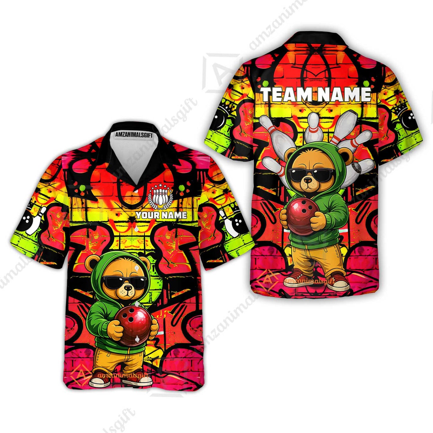 Custom Bowling Jersey Polo Shirt, Urban Street Art Bowling, Custom Bowling Jersey Team Shirt For Players With Name & Team Name
