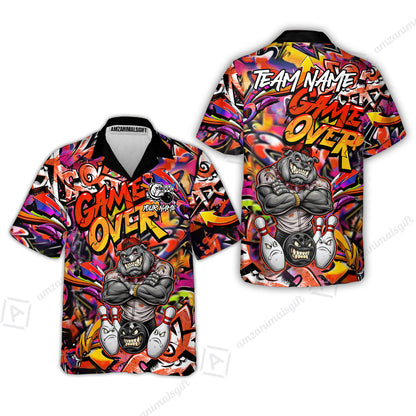 Customized Bowling Unisex Polo Shirt, Cool BullDog With Angry Bowling Game Over - Personalized Name And Team Name