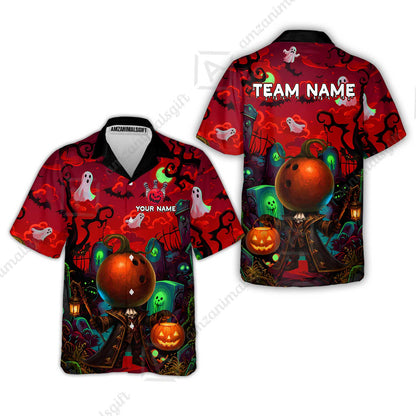Custom Bowling Jersey Polo Shirt, Halloween Spooky Strike, Custom Bowling Jersey Team Shirt For Players With Name & Team Name